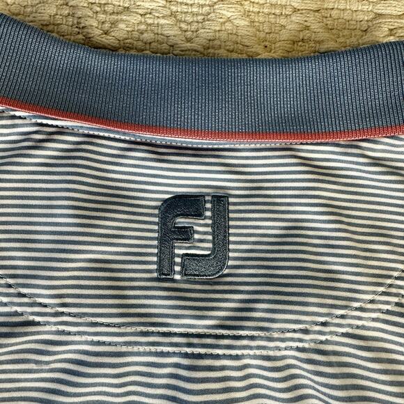MENS FOOTJOY SHORT SLEEVE BLUE STRIPED POLO GOLF SHIRT SIZE XL SHADOW RIDGE - Picture 5 of 7